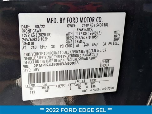 Used 2022 Ford Edge SEL w/ Sport Appearance Package image 34