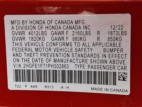 Certified 2023 Honda Civic EX image 29