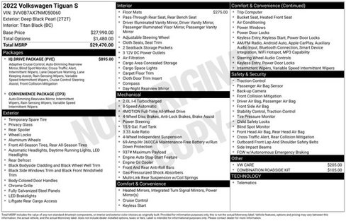 Certified 2022 Volkswagen Tiguan S w/ IQ.Drive Package image 35