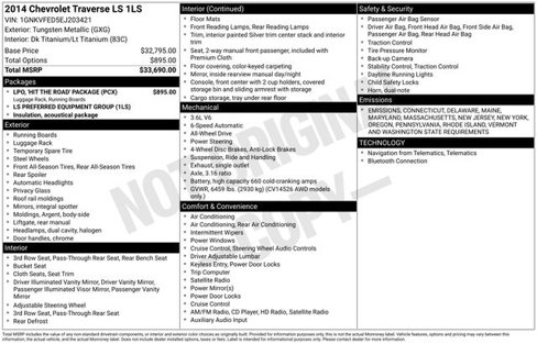 Used 2014 Chevrolet Traverse LS w/ LPO, 'HIT The Road' Package image 9
