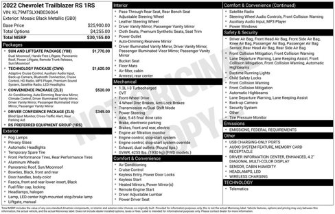 Used 2022 Chevrolet TrailBlazer RS w/ Sun and Liftgate Package image 5