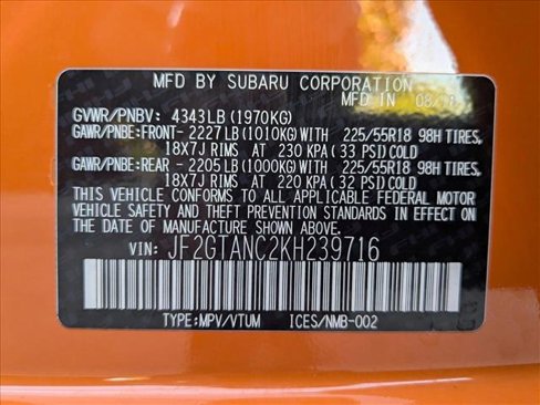 Used 2019 Subaru Crosstrek 2.0i Limited w/ Moonroof Package w/Navigation image 24