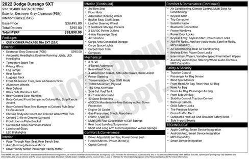Used 2022 Dodge Durango SXT image 2