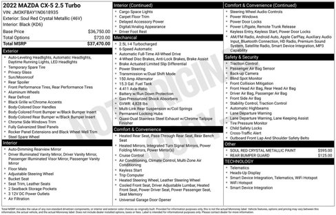 Certified 2022 MAZDA CX-5 AWD 2.5 Turbo image 40