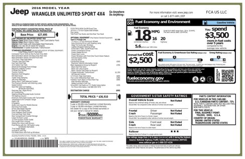 Used 2016 Jeep Wrangler Unlimited Sport w/ Quick Order Package 24S image 3