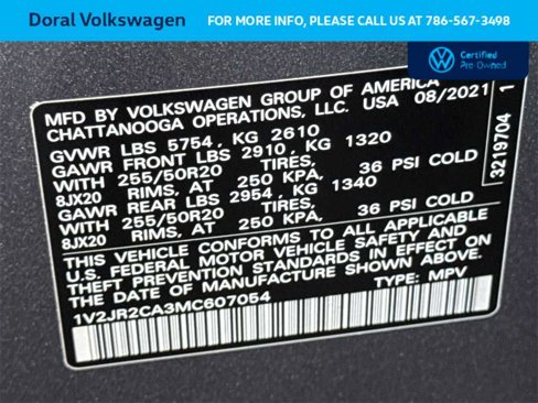 Certified 2021 Volkswagen Atlas SE w/ Panoramic Sunroof Package image 29
