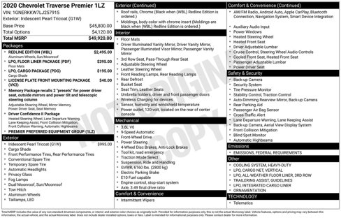 Used 2020 Chevrolet Traverse Premier w/ Redline Edition image 33