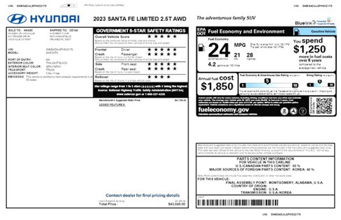 Used 2023 Hyundai Santa Fe Limited image 43