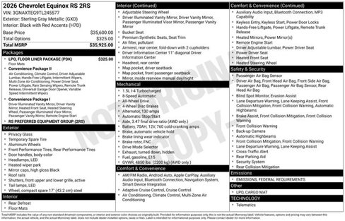 New 2026 Chevrolet Equinox RS w/ LPO, Floor Liner Package image 4