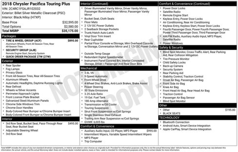 Certified 2018 Chrysler Pacifica Touring Plus w/ Tire & Wheel Group image 42
