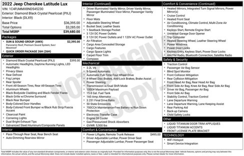 Used 2022 Jeep Cherokee Latitude Lux w/ Sun & Sound Group image 35