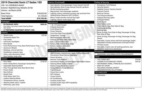 Used 2019 Chevrolet Sonic LT w/ RS Package image 6