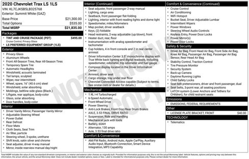 Used 2020 Chevrolet Trax LS w/ Tint and Cruise Package image 28