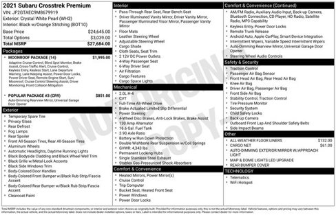 Certified 2021 Subaru Crosstrek 2.0i Premium w/ Moonroof Package image 28
