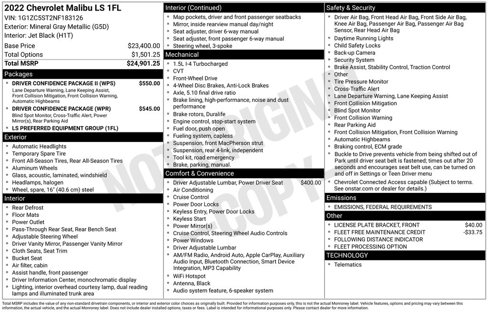 Used 2022 Chevrolet Malibu LS w/ Driver Confidence Package II image 36