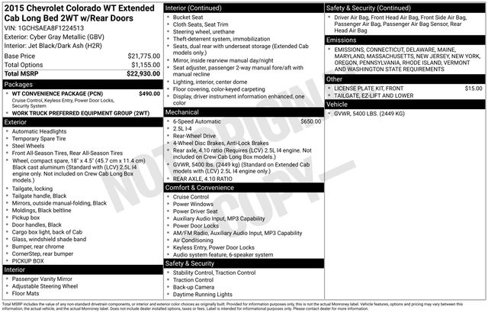Used 2015 Chevrolet Colorado W/T w/ WT Convenience Package image 5
