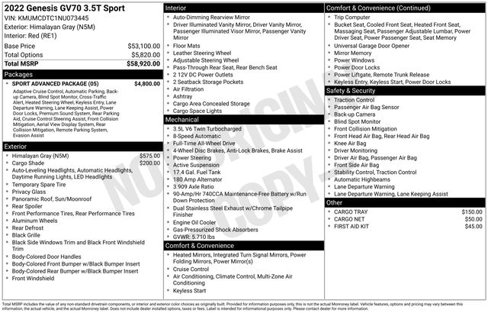 Used 2022 Genesis GV70 3.5T Sport w/ Sport Advanced Package image 10