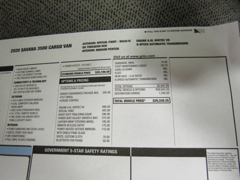 Used 2020 GMC Savana 3500 w/ Driver Convenience Package image 9