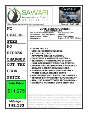 Used 2016 Subaru Outback 2.5i Limited image 29