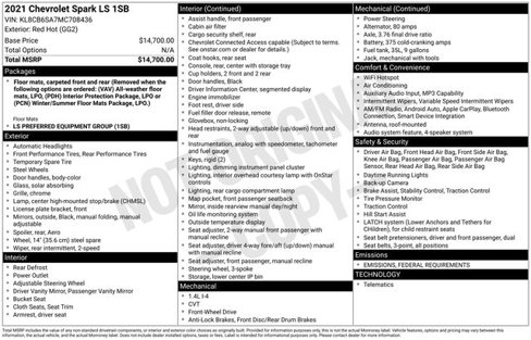 Used 2021 Chevrolet Spark LS image 2
