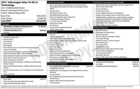 Certified 2021 Volkswagen Atlas SE w/ Panoramic Sunroof Package image 34