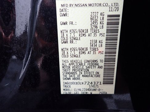 Used 2020 Nissan Frontier SV w/ Midnight Edition Floor Mats image 35
