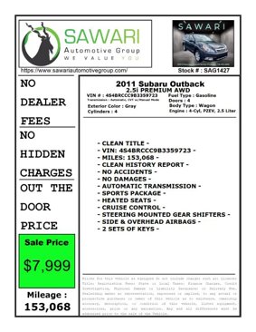Used 2011 Subaru Outback 2.5i Premium w/ All-Weather Pkg image 23