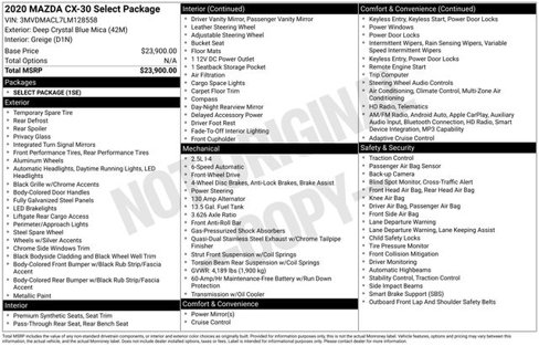 Certified 2020 MAZDA CX-30 FWD w/ Select Package image 13