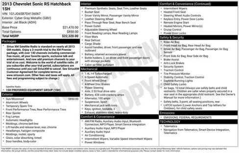 Used 2013 Chevrolet Sonic RS image 9