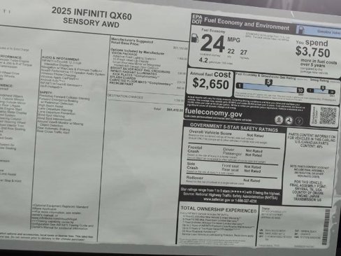 Certified 2025 INFINITI QX60 Sensory w/ Vision Package image 21