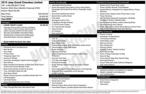 Used 2019 Jeep Grand Cherokee Limited w/ Luxury Group II image 6