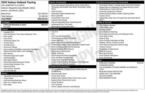 Used 2020 Subaru Outback Touring w/ Popular Package #2 image 2