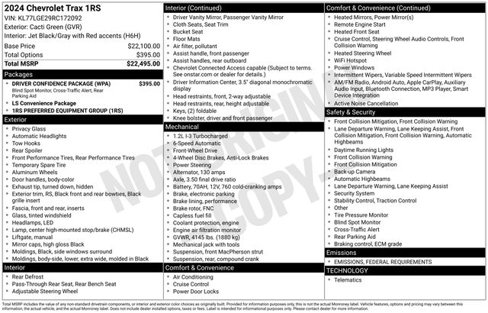 Used 2024 Chevrolet Trax RS w/ Driver Confidence Package image 1