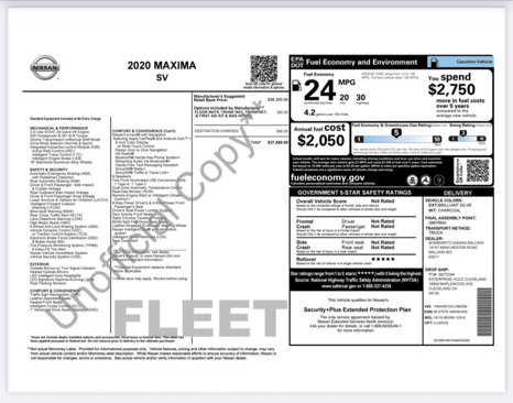 Used 2020 Nissan Maxima 3.5 SV w/ Floor Mat Group image 5