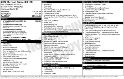 Used 2022 Chevrolet Equinox RS w/ LPO, Floor Liner Package image 1