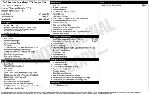 Used 2000 Pontiac Grand Am SE image 9