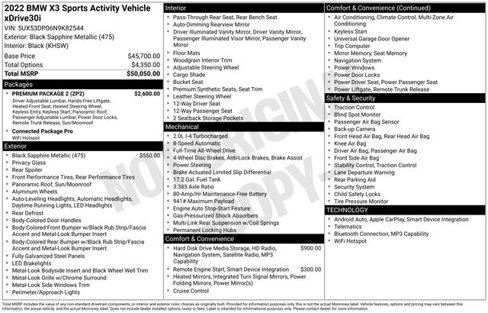 Certified 2022 BMW X3 xDrive30i w/ Premium Package 2 image 30