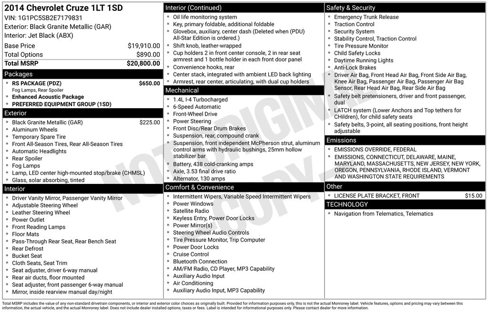 Used 2014 Chevrolet Cruze LT w/ RS Package image 5
