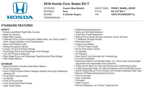 Used 2016 Honda Civic EX-T image 17
