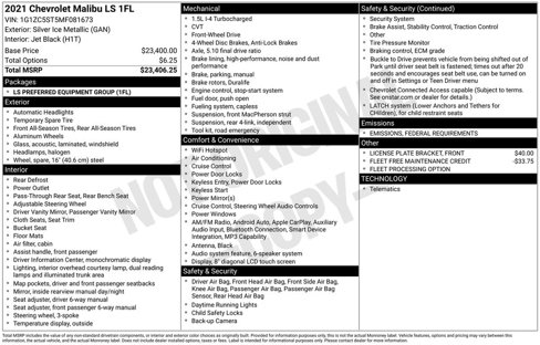 Used 2021 Chevrolet Malibu LS image 24
