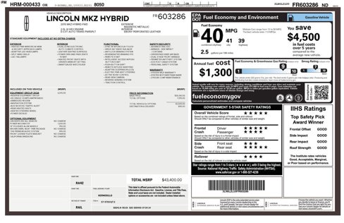 Used 2015 Lincoln MKZ Hybrid w/ Equipment Group 202A Reserve image 3