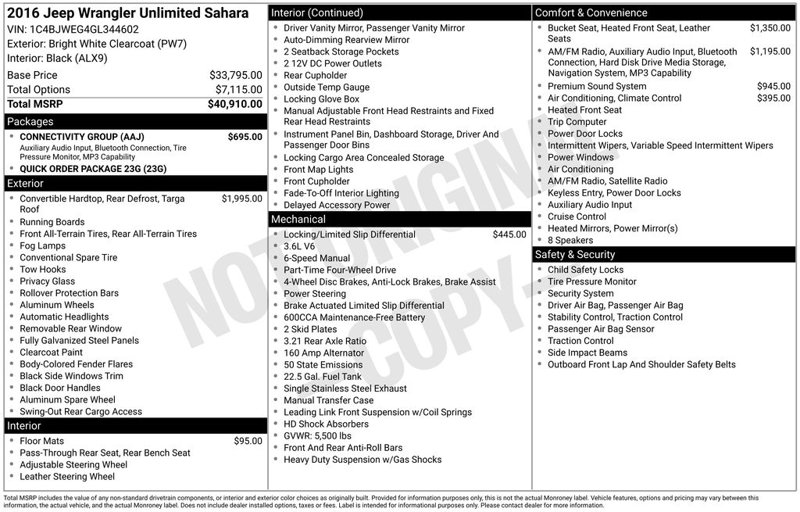 Used 2016 Jeep Wrangler Unlimited Sahara w/ Connectivity Group image 1