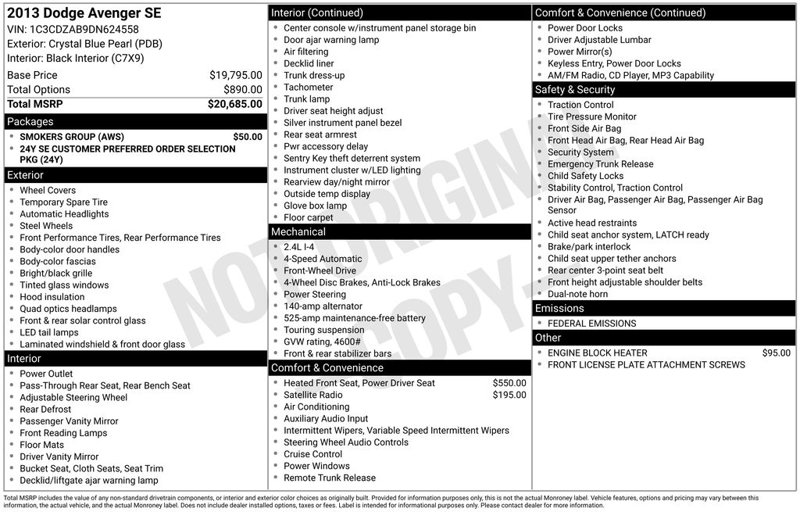 Used 2013 Dodge Avenger SE image 1