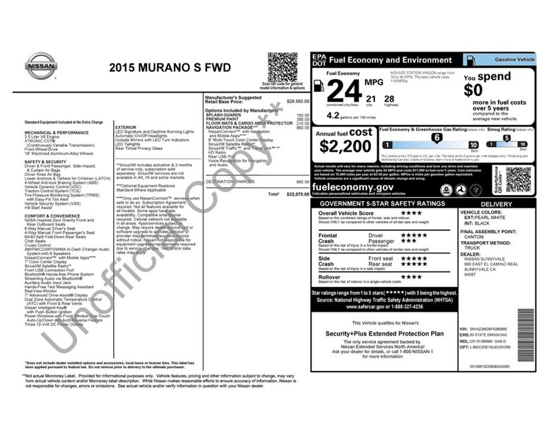 Used 2015 Nissan Murano S w/ Navigation Package image 1