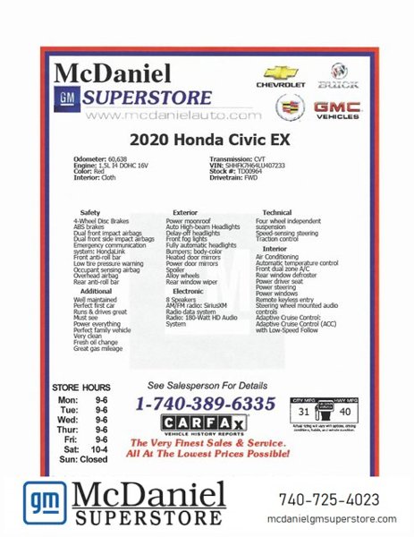 Used 2020 Honda Civic EX image 1