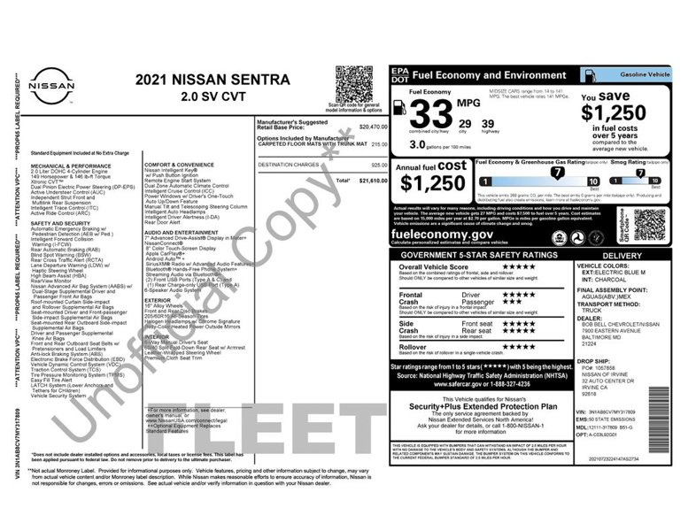 Used 2021 Nissan Sentra SV image 1