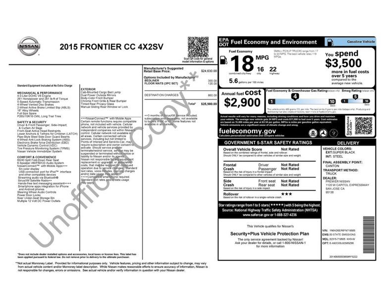 Used 2015 Nissan Frontier SV image 1
