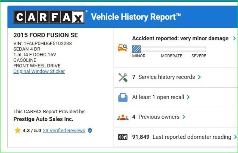 Used 2015 Ford Fusion SE image 1