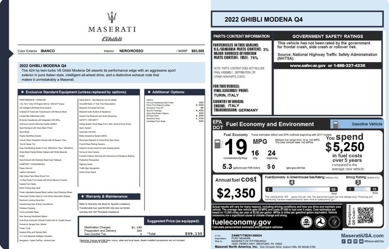 Certified 2022 Maserati Ghibli Modena Q4 image 1