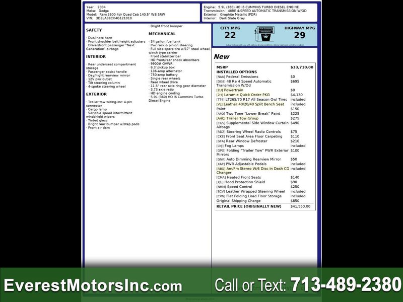 Used 2004 Dodge Ram 3500 Truck SLT w/ Trailer Tow Group image 1